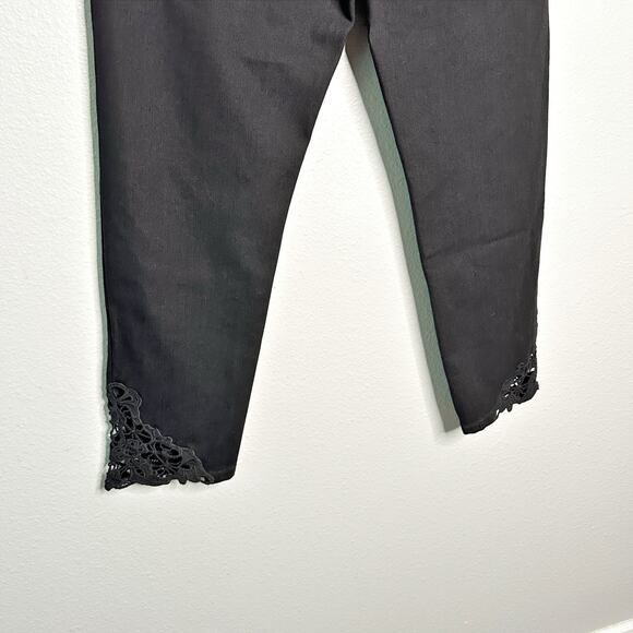 Soft Surroundings Black Straight Ankle Jeans Lace Crochet Ankle women’s size 14 - Picture 10 of 14